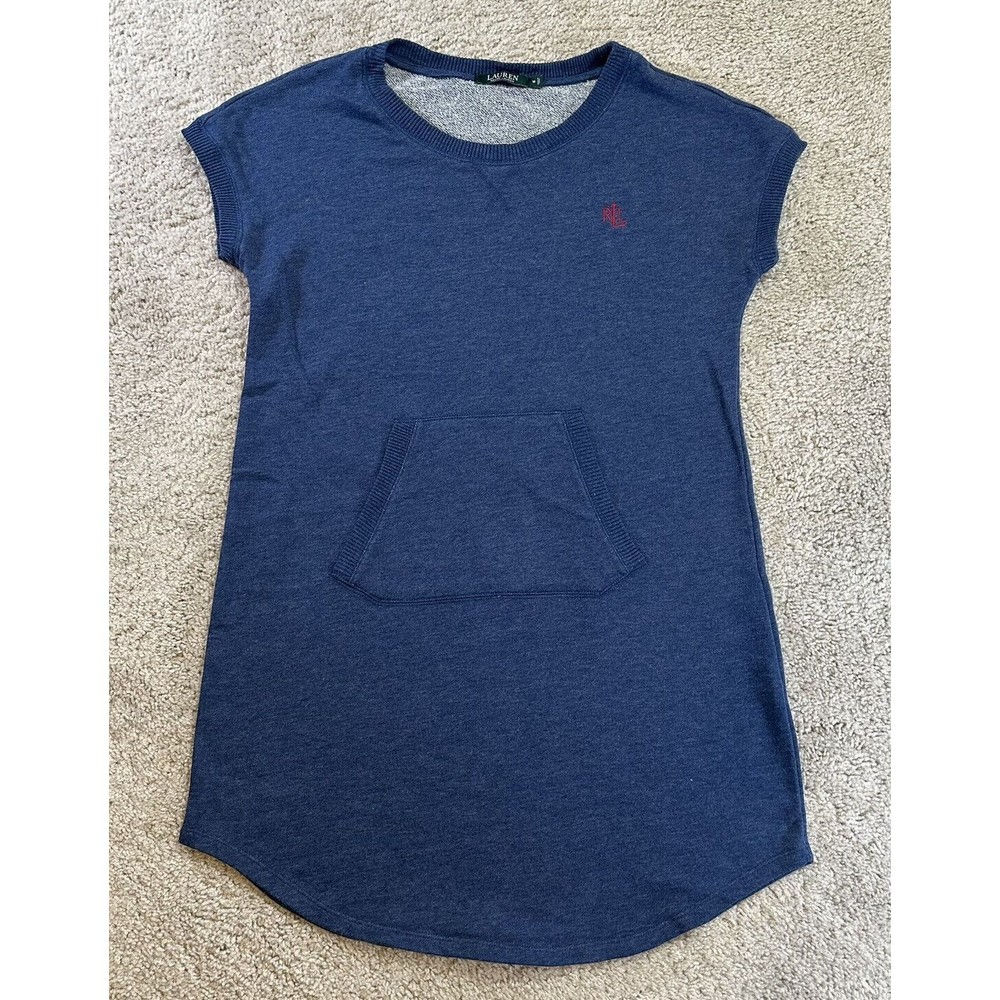 Lauren Ralph Lauren Short Sleeve Shirt Dress Womens Size Medium Blue Pockets